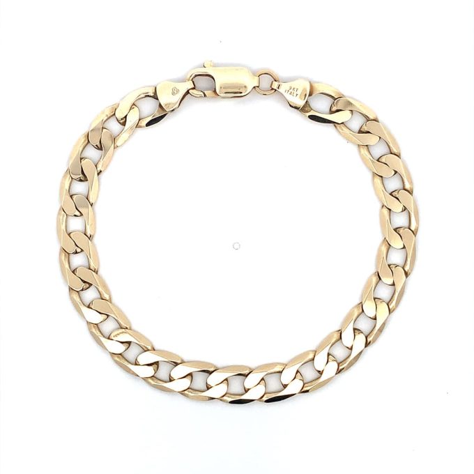 9ct Gold Gents Flat Curb Link Bracelet