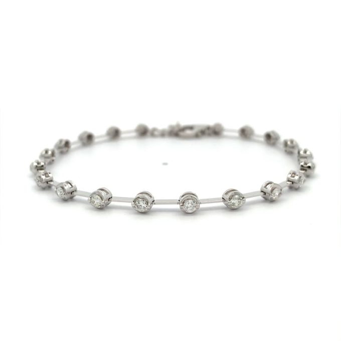 1.20ct Diamond White Gold Station Bracelet