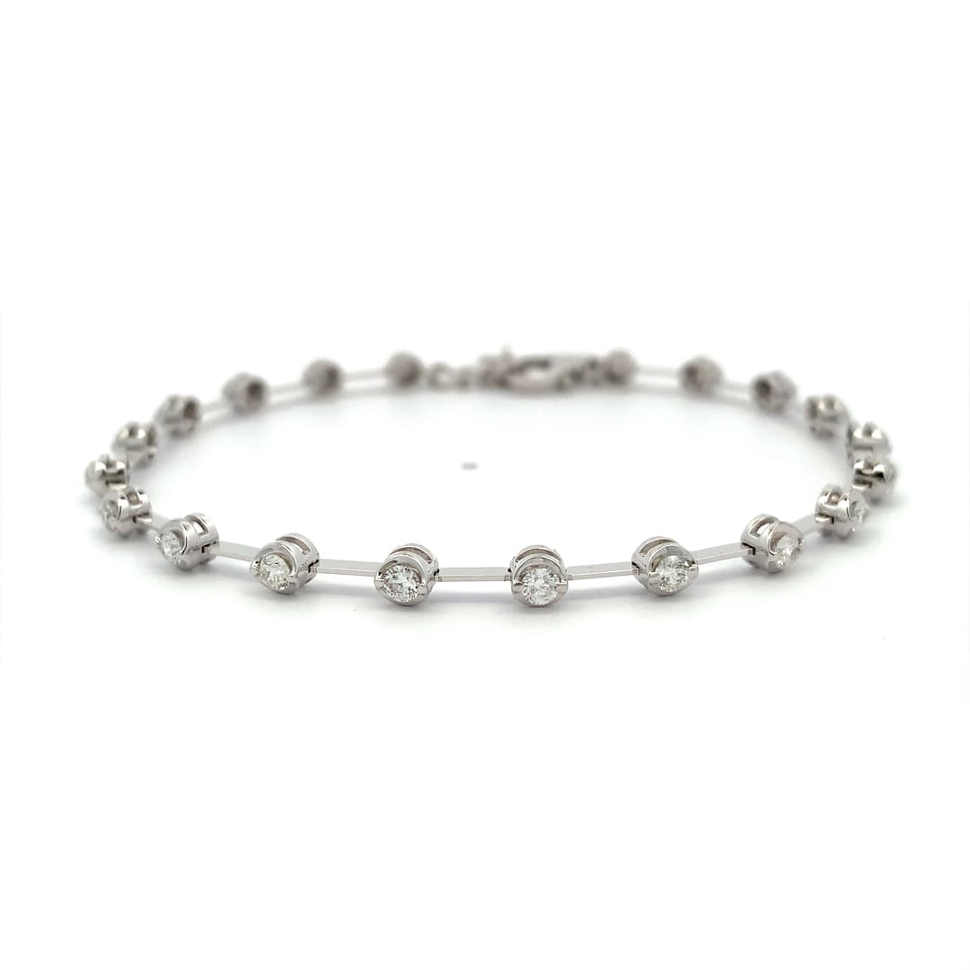 1.20ct Diamond White Gold Station Bracelet
