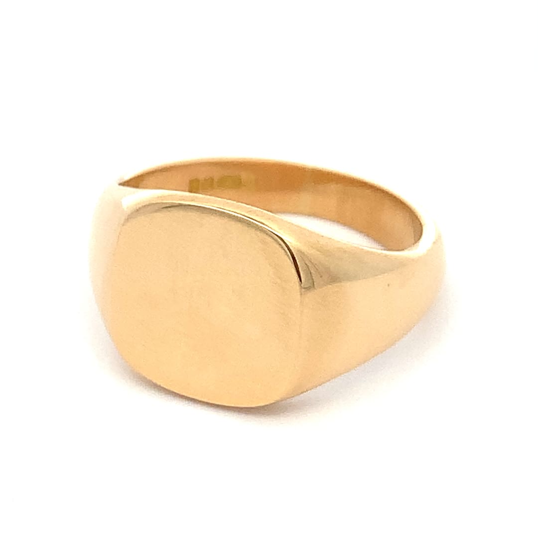 18 Carat Gold Cushion Top Signet Ring
