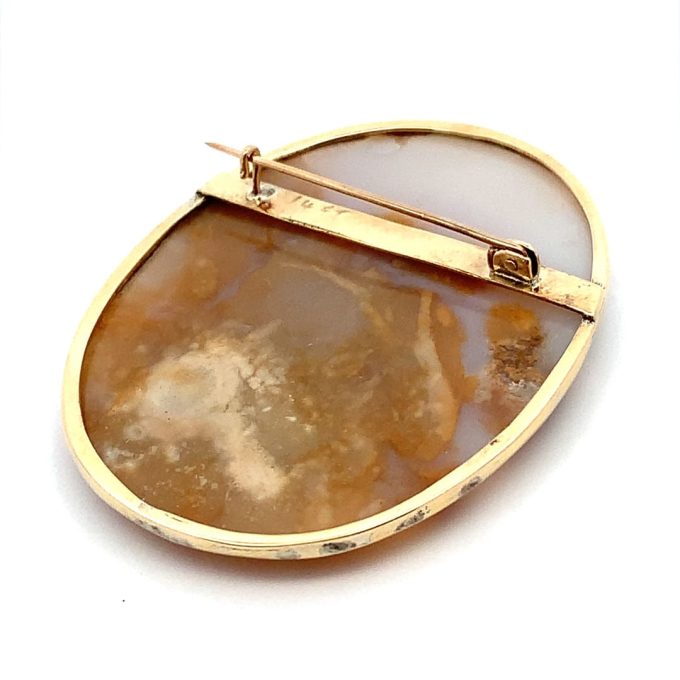 Agate and Gold Oval Brooch