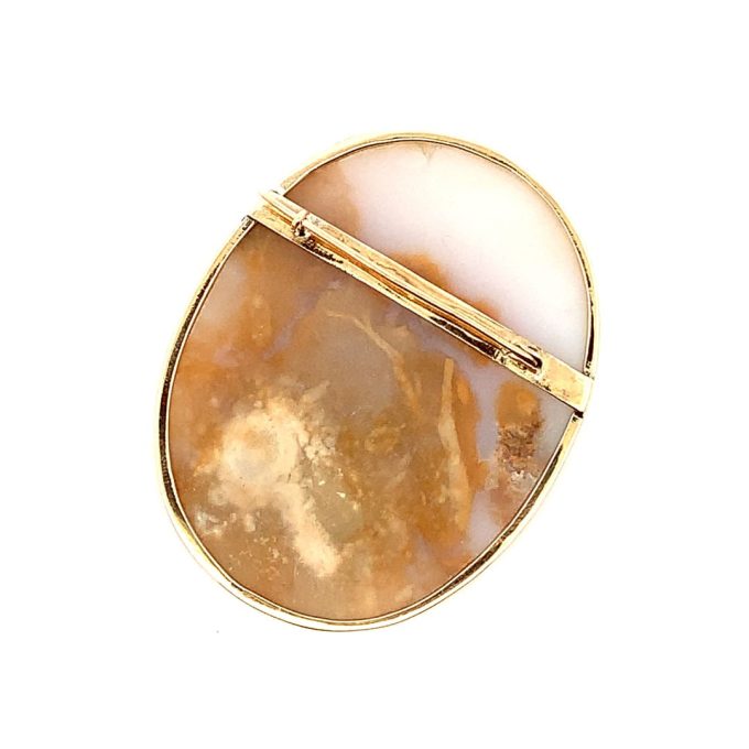 Agate and Gold Oval Brooch