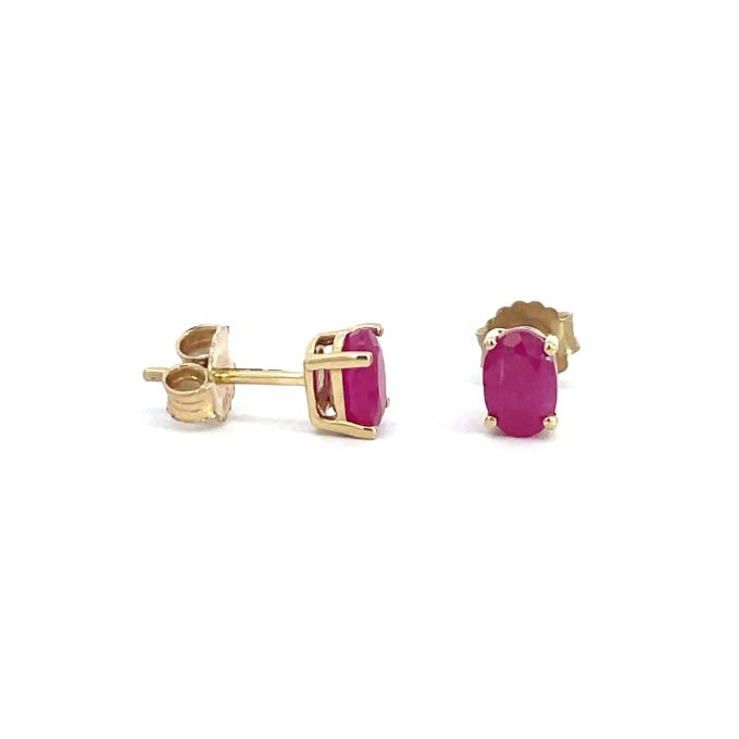 Oval Cut Ruby Yellow Gold Earrings