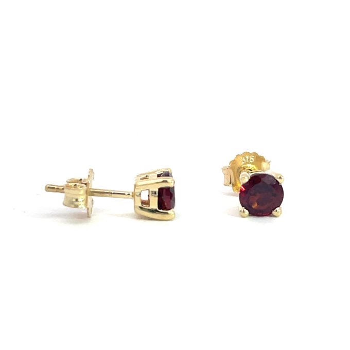 Yellow Gold Garnet Stud Earrings