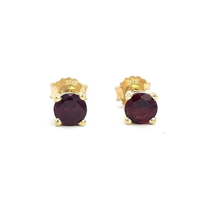Yellow Gold Garnet Stud Earrings
