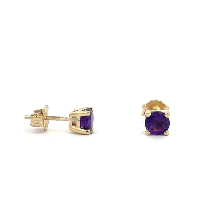 Yellow Gold Amethyst Stud Earrings