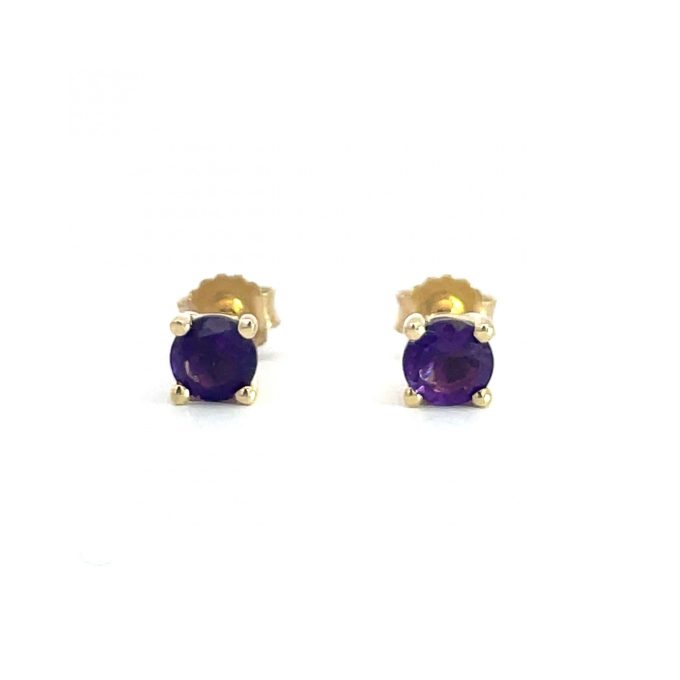 Yellow Gold Amethyst Stud Earrings