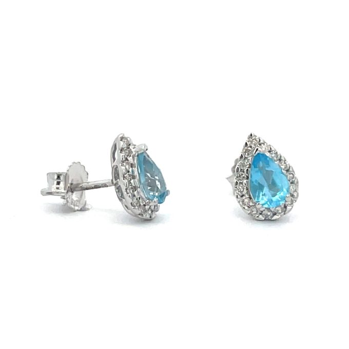 Blue Topaz and Diamond Stud Earrings