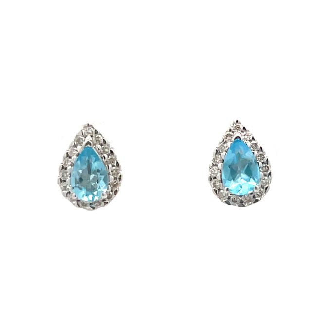 Blue Topaz and Diamond Stud Earrings
