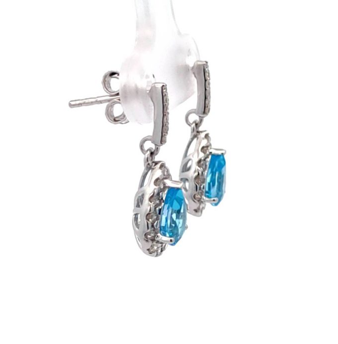 Blue Topaz and Diamond Drop Earrings