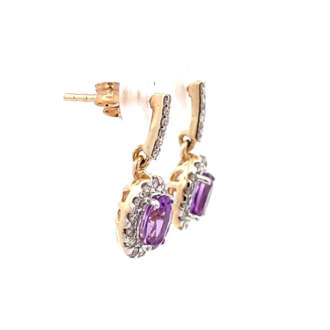 Amethyst and Diamond Drop Earrings