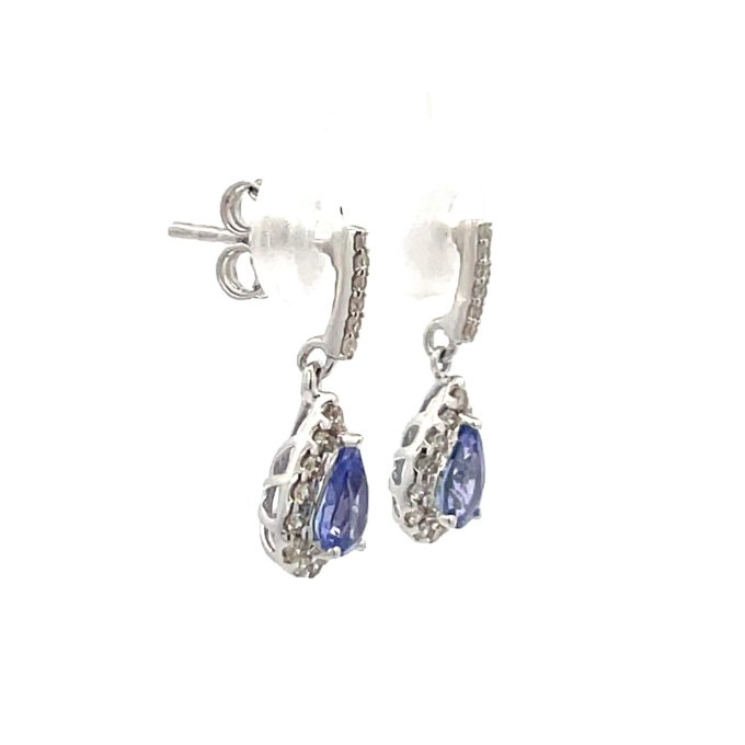 Tanzanite and Diamond Pear Drop Earrings