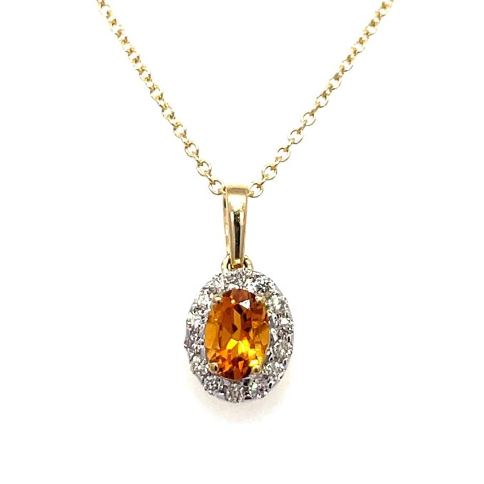 Citrine & Diamond Cluster Necklace