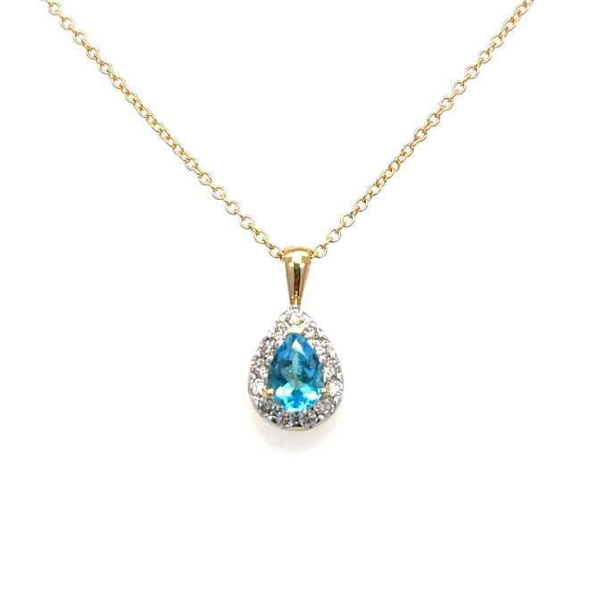 Pear Topaz & Diamond Cluster Necklace