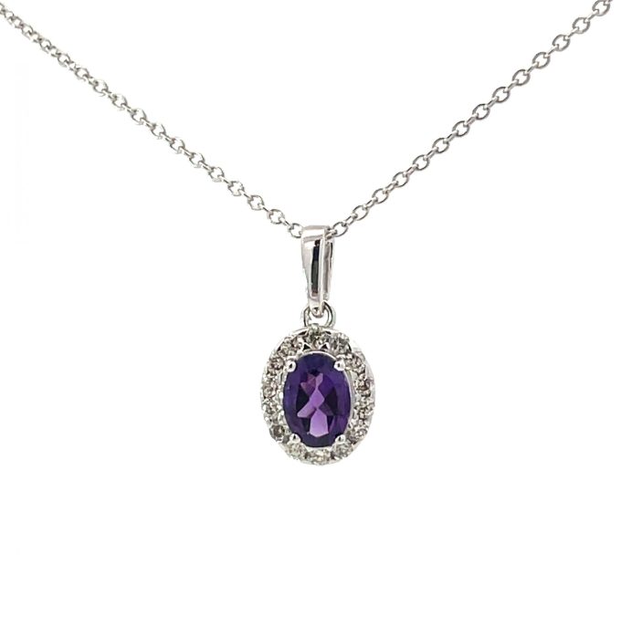 Amethyst & Diamond Cluster Necklace