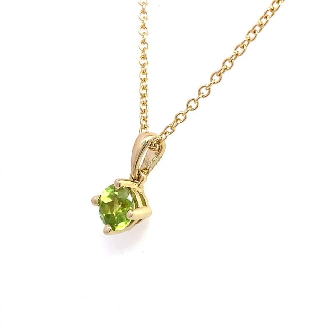 Yellow Gold Peridot Solitaire Necklace