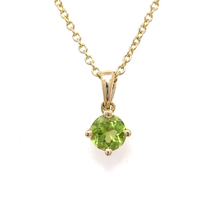 Yellow Gold Peridot Solitaire Necklace