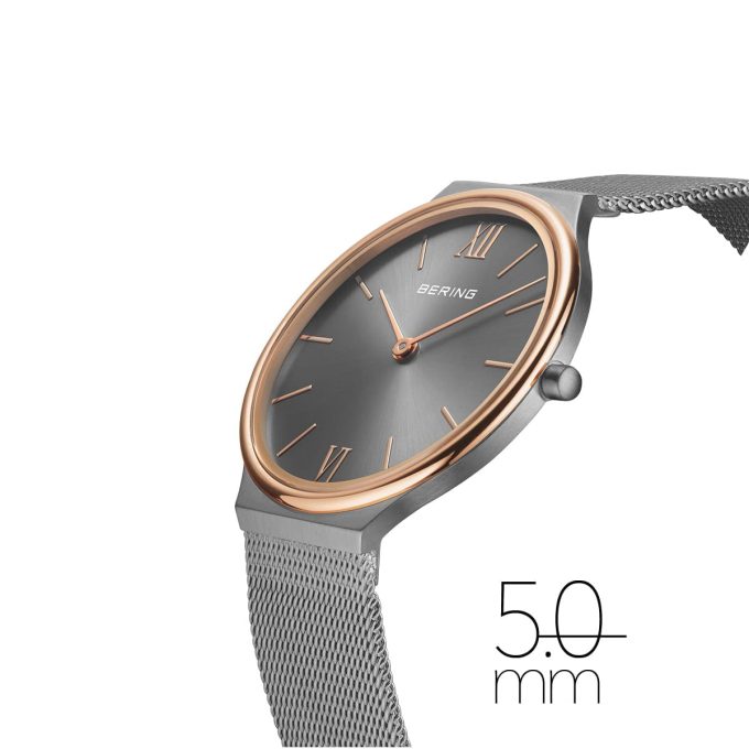 Bering Grey / Rose Slim Steel Watch 18434-369