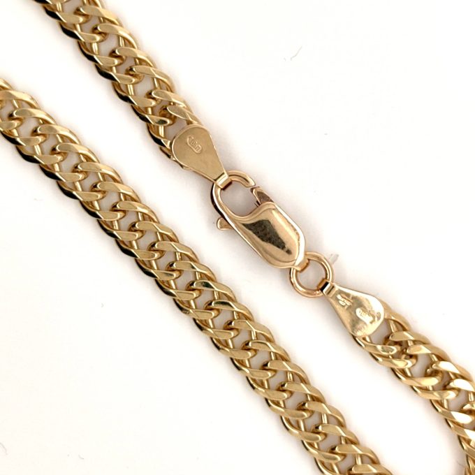 Ladies Yellow Gold Double Curb Bracelet