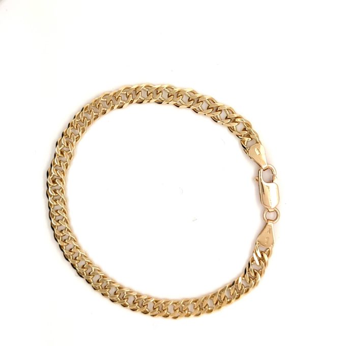 Ladies Yellow Gold Double Curb Bracelet