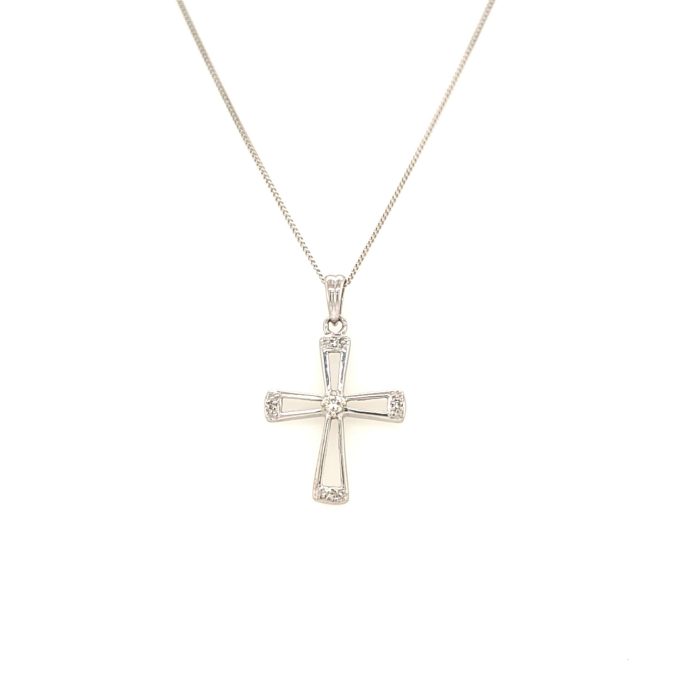 Ladies White Gold Cross Necklace