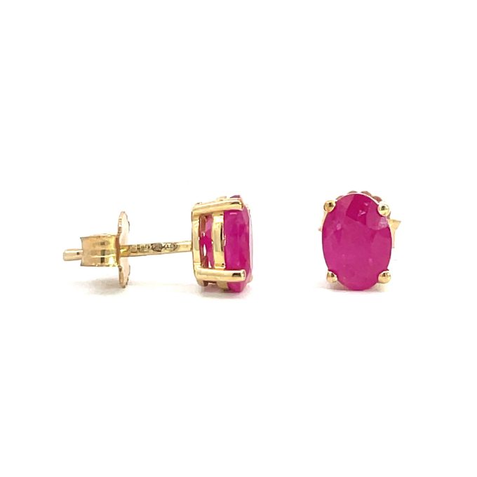 Oval Cut Ruby Yellow Gold Earrings