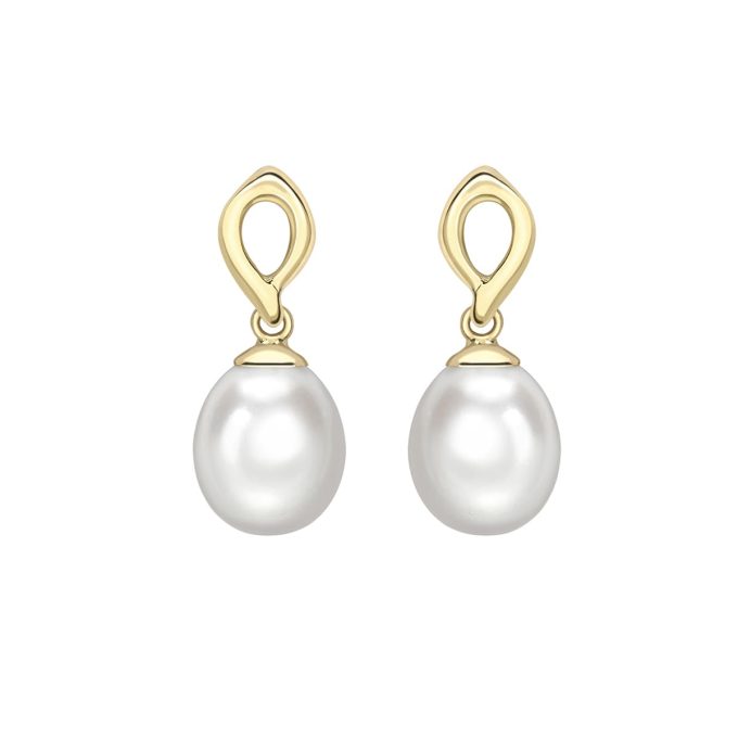 Yellow Gold Pearl Drop Earrings