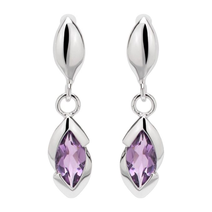 Unique Silver Amethyst Drop Earrings