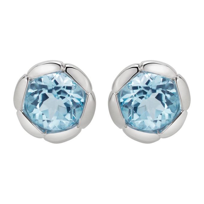 Unique Silver Round Topaz Earrings