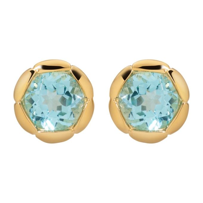 Unique Gold Plated Round Topaz Earrings