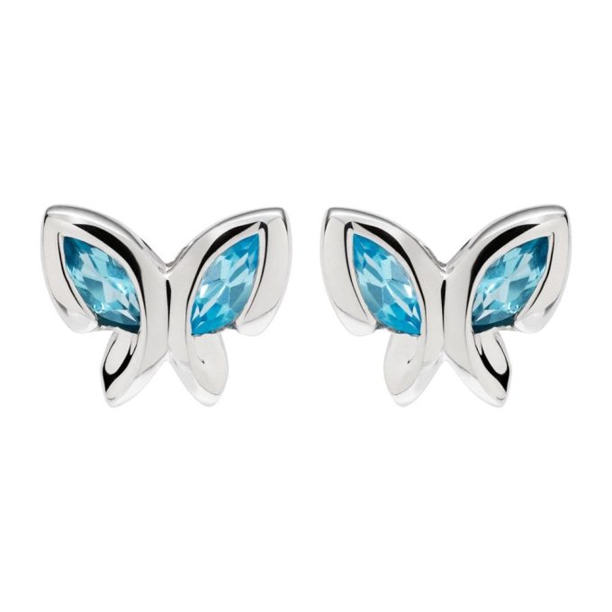 Unique Silver Butterfly Topaz Earrings