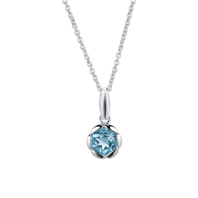 Unique Silver Round Blue Topaz Necklace