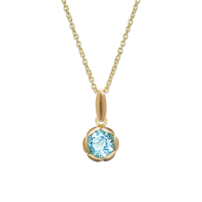 Unique Gold Plated Round Topaz Necklace