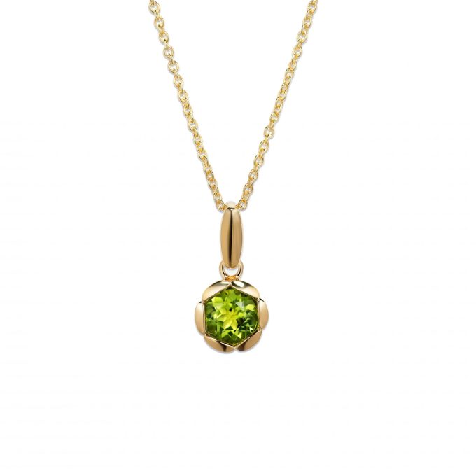 Unique Gold Plated Round Peridot Necklace