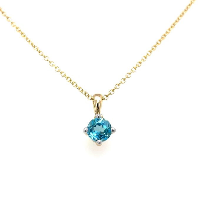 Yellow Gold Topaz Solitaire Necklace