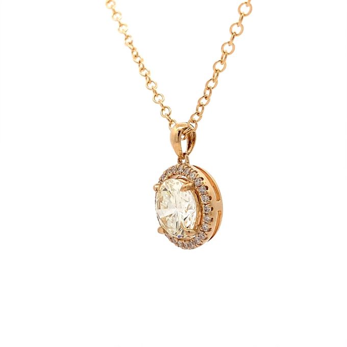 2.26ct Diamond Halo Pendant Necklace