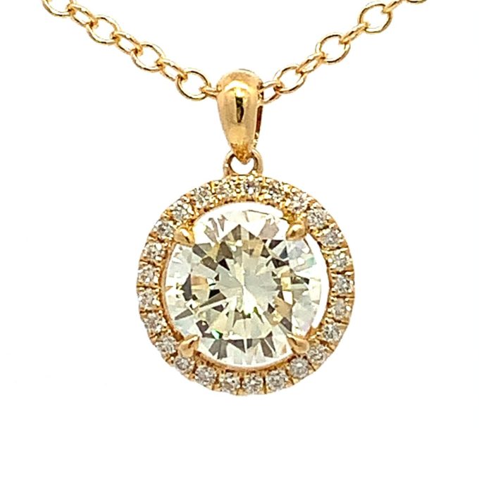 2.26ct Diamond Halo Pendant Necklace