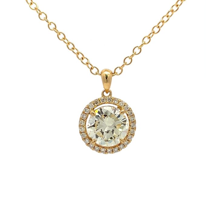 2.26ct Diamond Halo Pendant Necklace