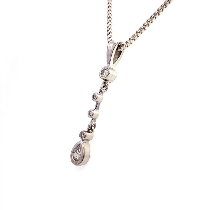 White Gold Diamond Drop Pendant Necklace