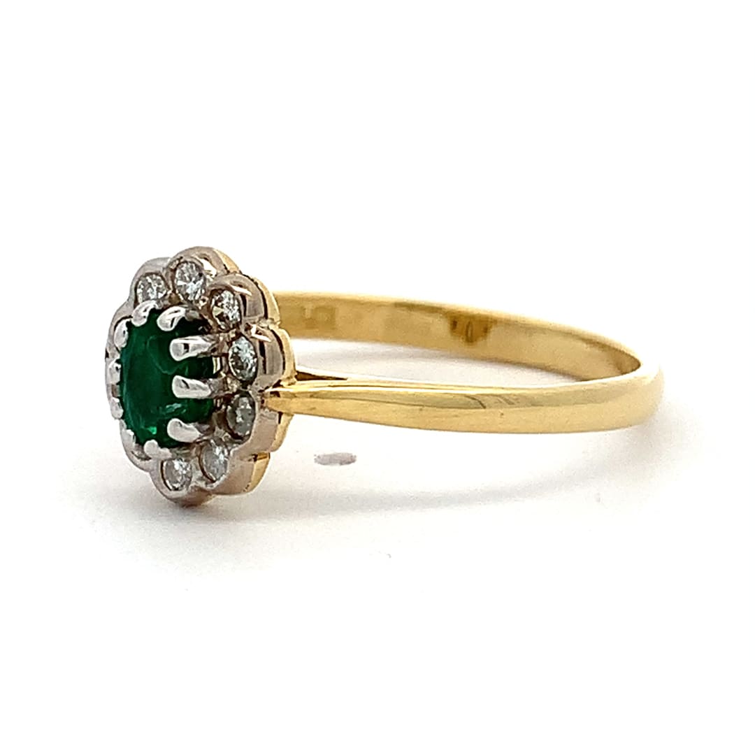 Emerald and Diamond Cluster Ring