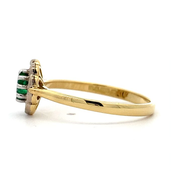 Emerald and Diamond Cluster Ring