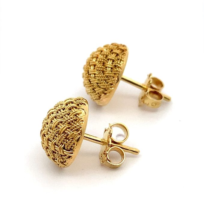 18ct Gold Basket Weave Stud Earrings
