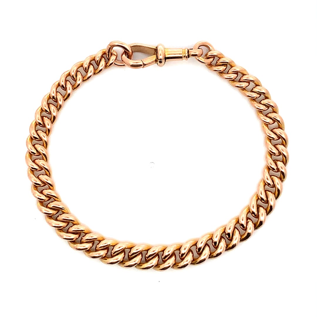 Antique Rose Gold Graduated Curb Bracelet