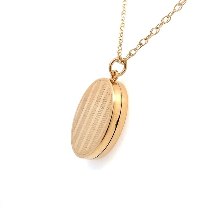 Gold Oval Engraved Locket Necklace