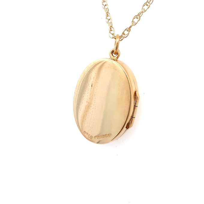 Gold Oval Engraved Locket Necklace