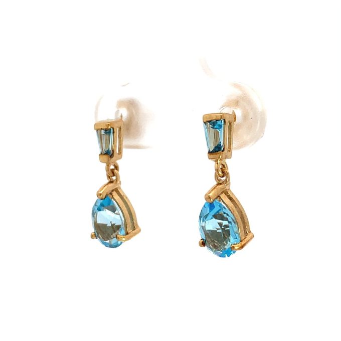 Blue Topaz Gold Drop Earrings
