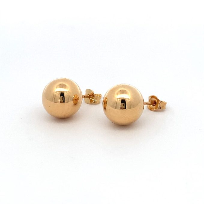 18ct Yellow Gold Ball Stud Earrings 9mm