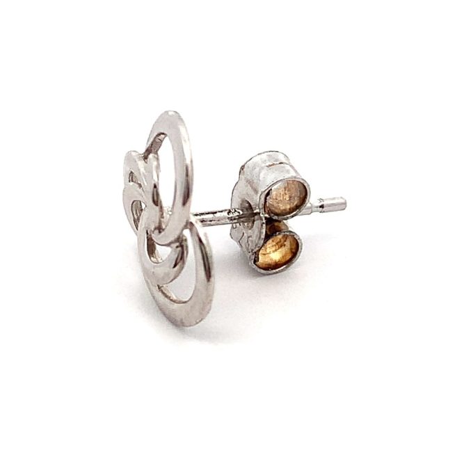 White Gold Swirl Stud Earrings