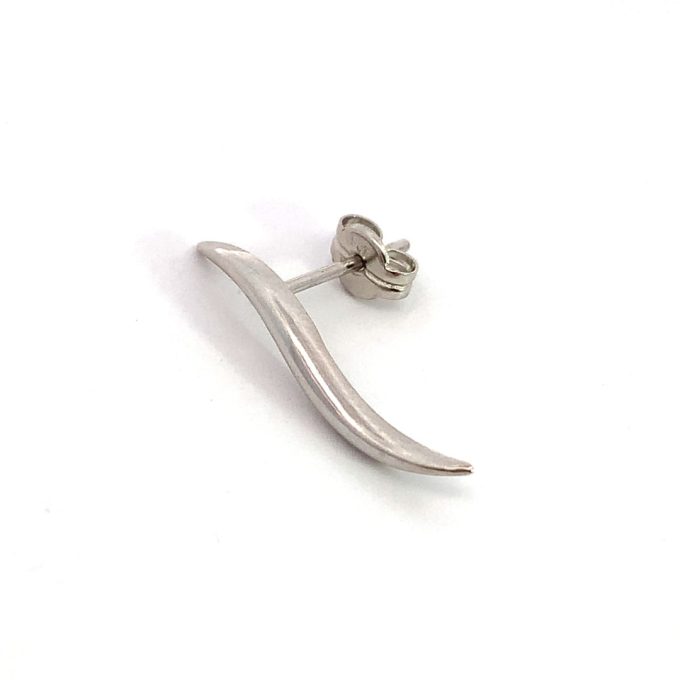 White Gold Wave Stud Earrings