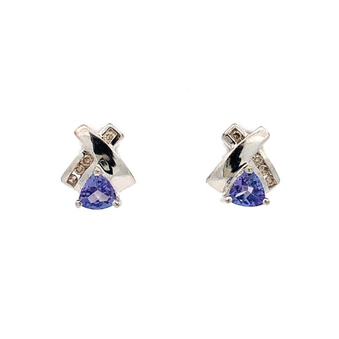 Tanzanite and Diamond Stud Earrings